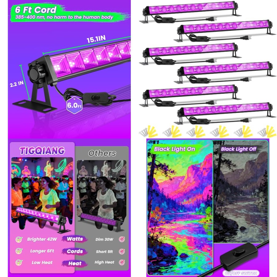 4W Pack LED Black Light Bar, B - огляд і ціна Party Supplies