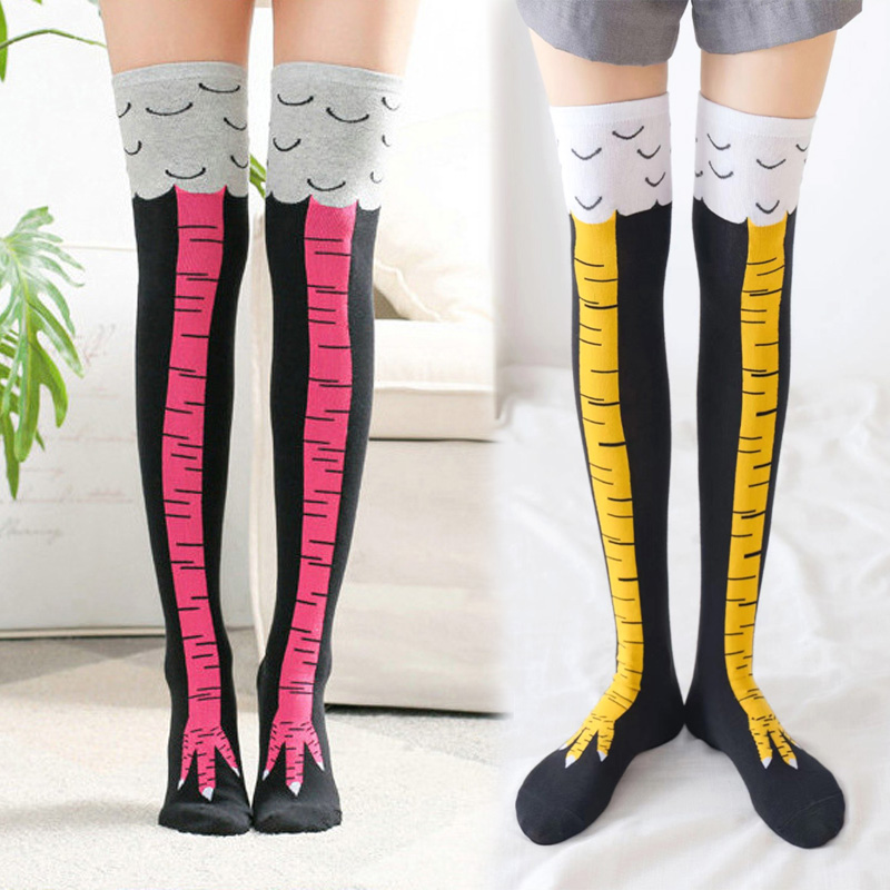 1Pairs Women Print Knee High S - огляд і ціна Funny Chicken Leg Socks