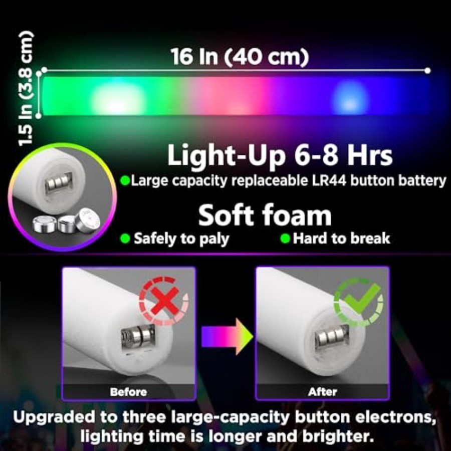 Pcs Foam Glow Sticks Bulk Part - огляд і ціна Flashing Led Foam Sticks Party