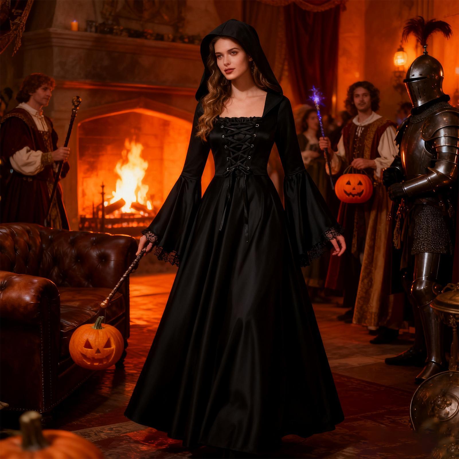 Halloween Witch Costume Mediev - огляд і ціна Medieval Renaissance Dress Women