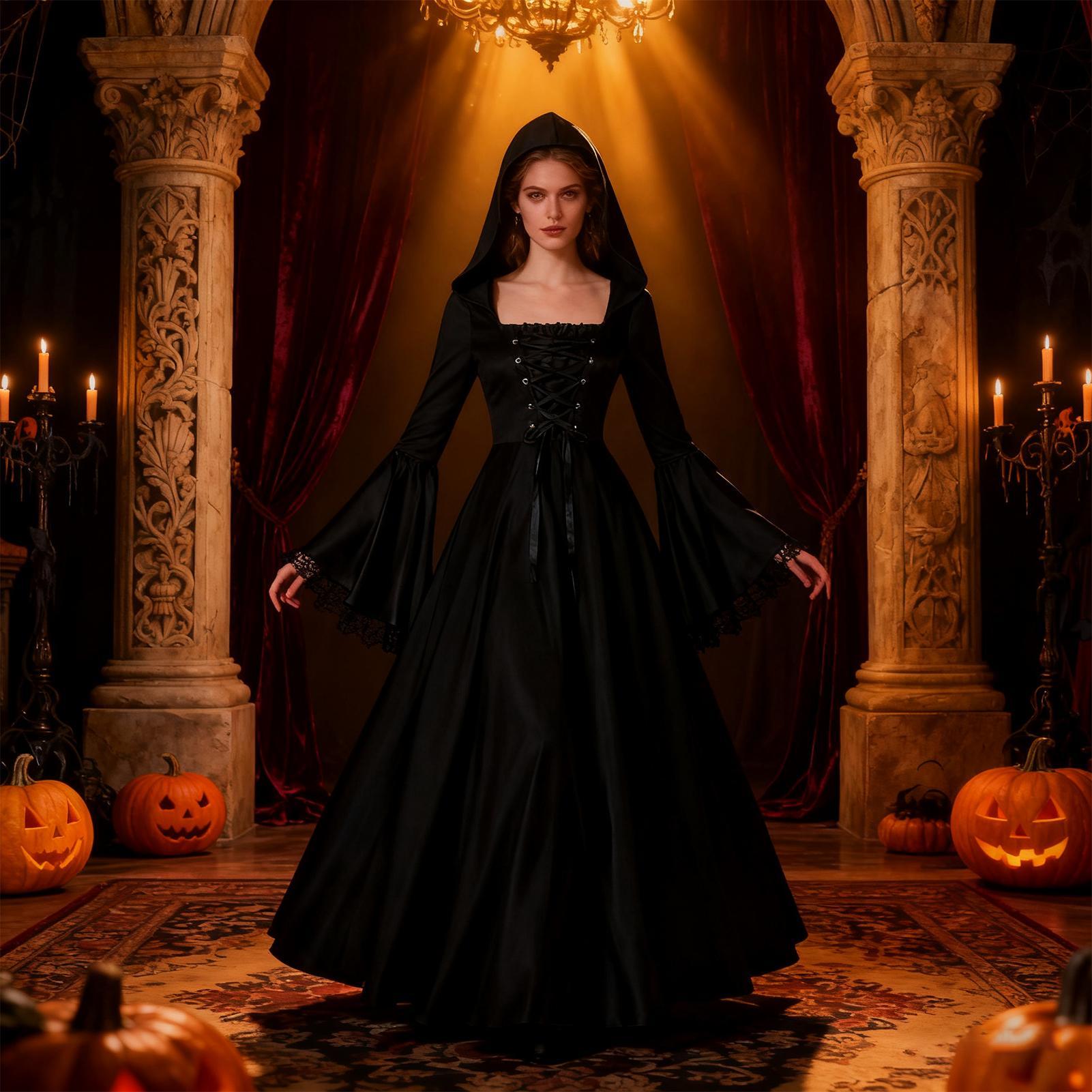 Halloween Witch Costume Mediev - огляд і ціна Medieval Renaissance Dress Women