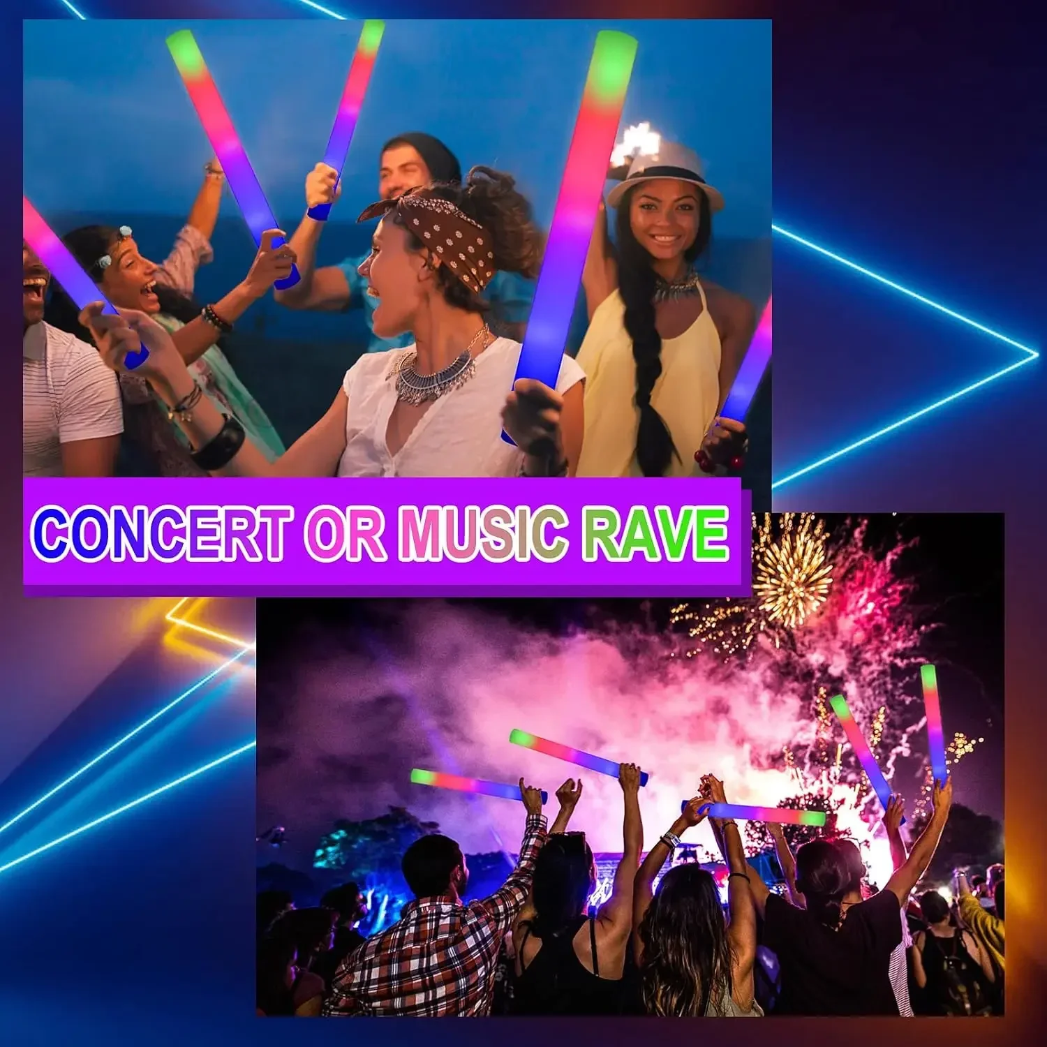 50PCS Led Foam Glow Sticks Chr - огляд і ціна Flashing Led Foam Sticks Party